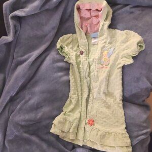 Child girl's zip-up short sleeve Tinker Bell Disney hooded jacket Size 6